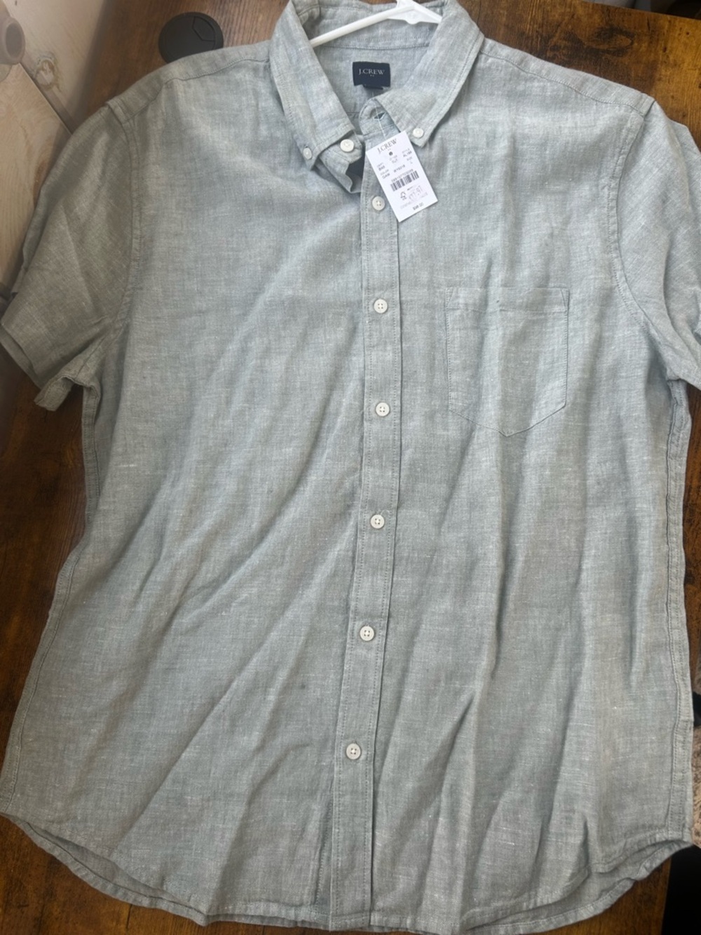 J. Crew Men's Short-Sleeve Button-Down Shirt in Light Green